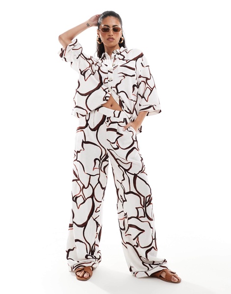 River Island abstract print pants in brown - part of a set