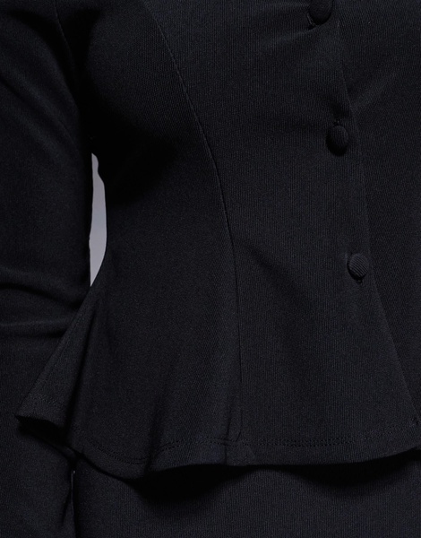 ASOS DESIGN long sleeve button up structured hem top in black - part of a set