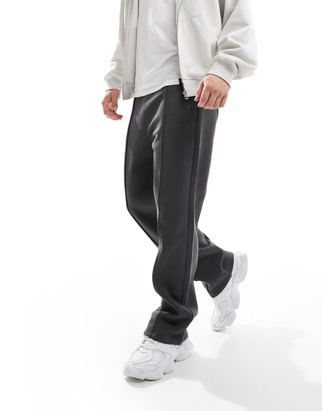 Bershka wide leg pintuck sweatpants in charcoal