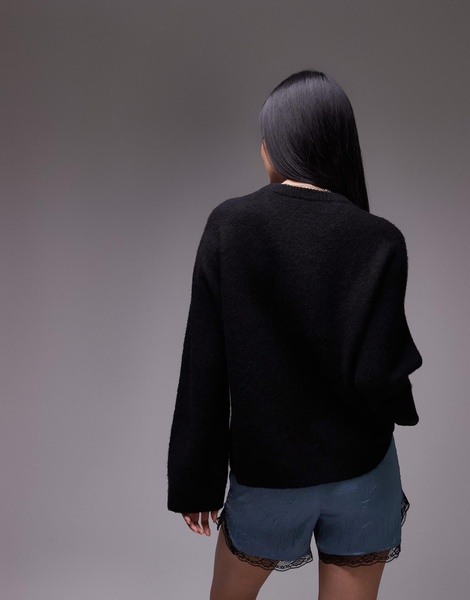 ARKET super soft alpaca wool blend relaxed sweater in black