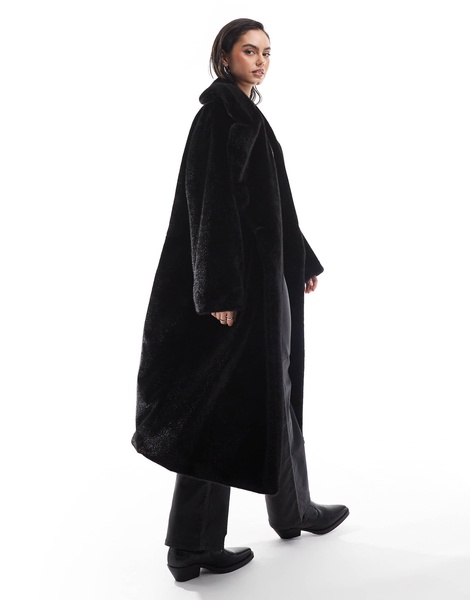 ASOS DESIGN longline chuck on faux fur coat in black