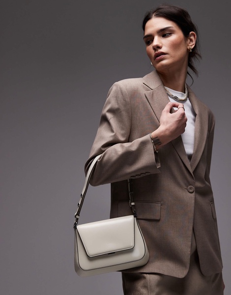 Mango patent shoulder bag in white