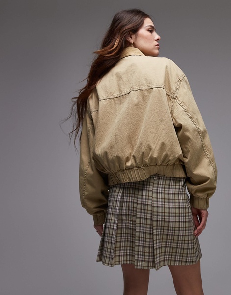Topshop box pleat mini skirt in green check