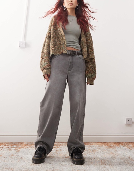 Reclaimed Vintage low rise baggy jeans in washed charcoal
