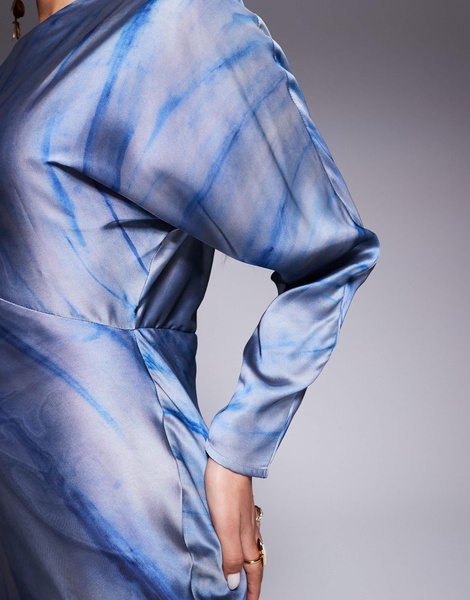 ASOS DESIGN long sleeve batwing maxi dress in abstract print