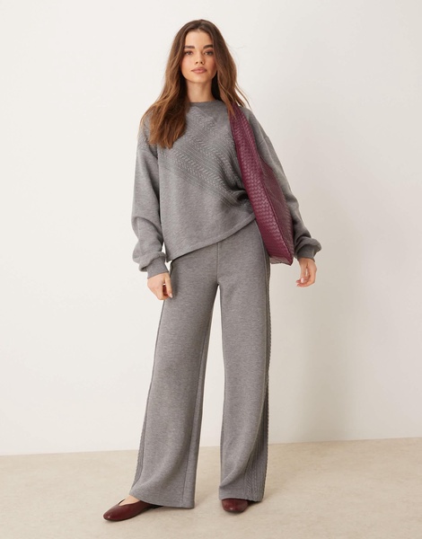 ASOS DESIGN cable spliced sweatshirt in gray - part of a set