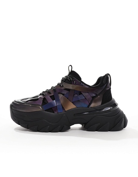 ASOS DESIGN chunky sneakers in black metallic