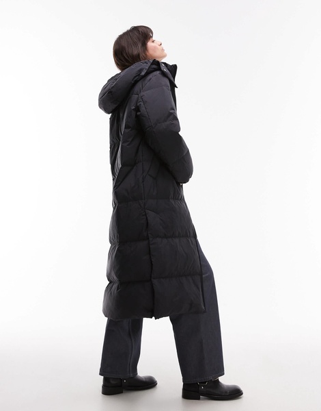 ARKET down puffer midi coat in black