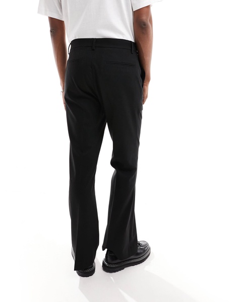ASOS DESIGN high rise flare suit pants in black