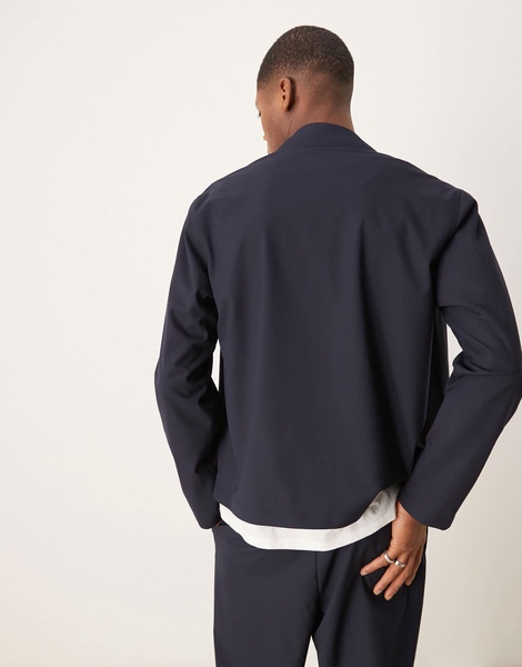 ASOS DESIGN smart button-up shacket in navy - part of a set