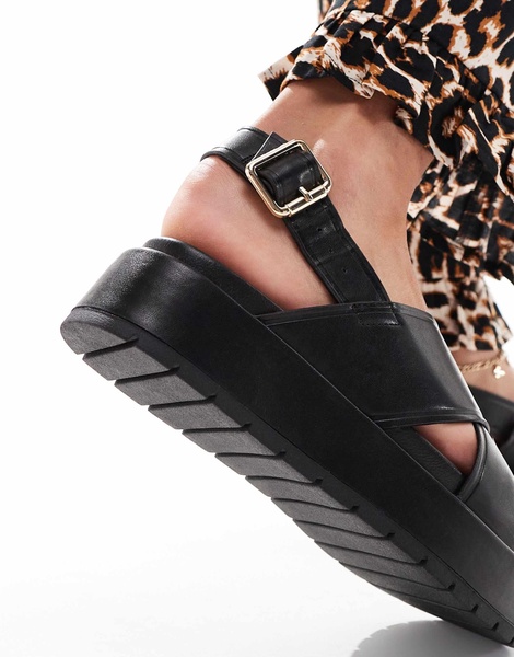 ASOS DESIGN Wide Fit Frosty chunky two-part sandals in black