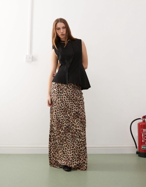Weekday Ibis asymmetric peplum top with concealed buttons in black