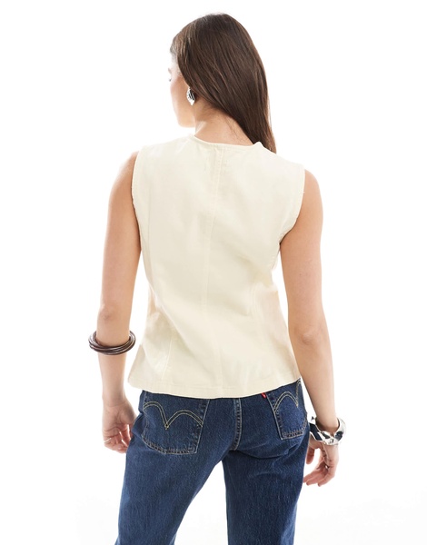 ASOS DESIGN denim vest in butter yellow