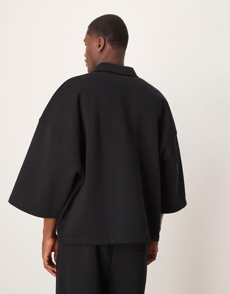 ASOS DESIGN extreme oversized sweatshirt with 3/4 length sleeve in black - part of a set