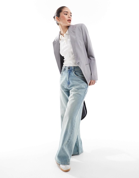 Bershka oversized blazer in stone gray