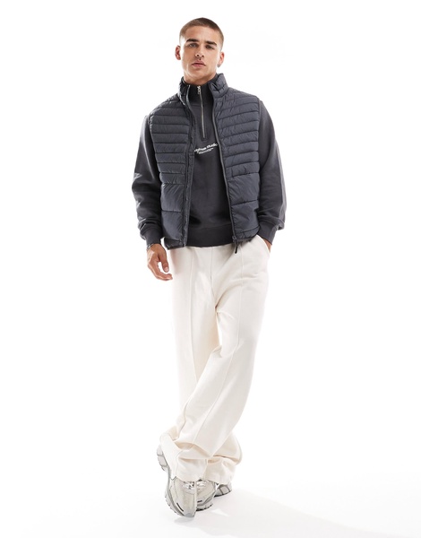 Jack & Jones packable padded vest in dark gray