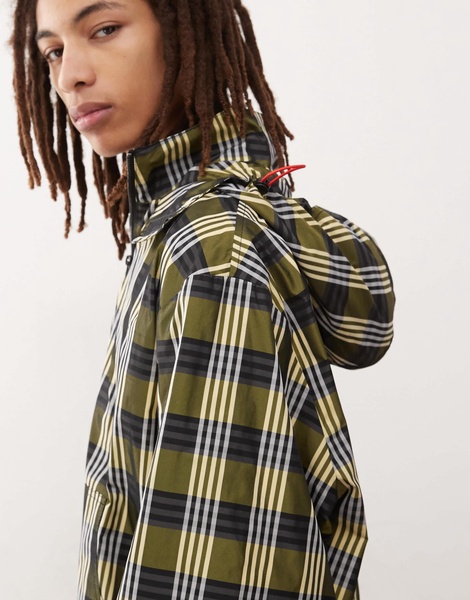 COLLUSION overhead checked jacket in yellow
