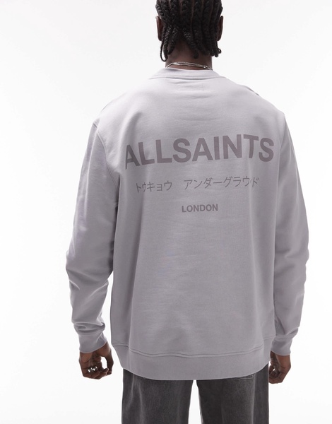 AllSaints Underground oversized sweatshirt in machine gray