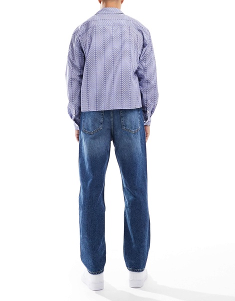 Bershka straight vintage fit jeans in denim blue