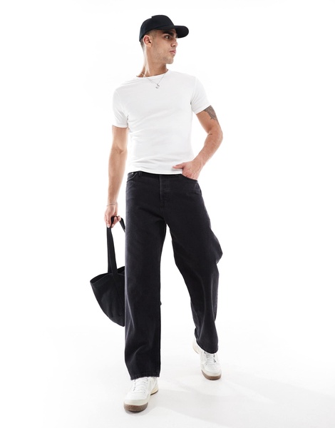 Bershka slim fit ribbed T-shirt in white