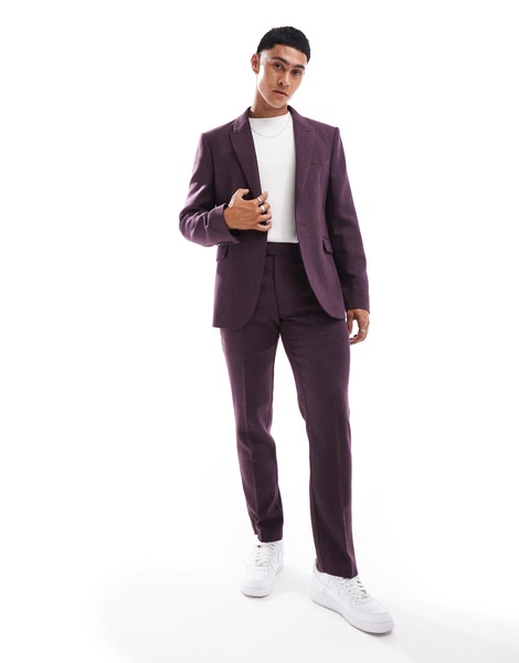 ASOS DESIGN wedding slim suit jacket in wool herringbone