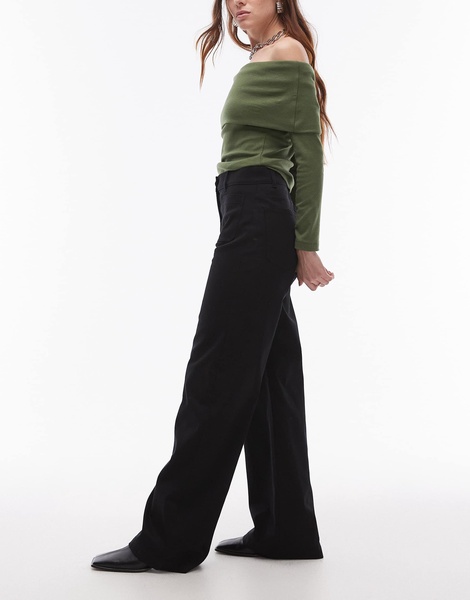ARKET Lupine stretch cotton high rise wide leg jeans in black