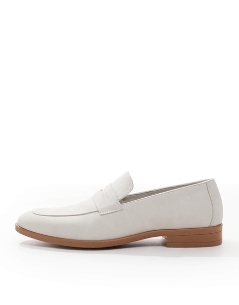 ASOS DESIGN penny loafers in light gray