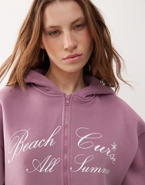 COLLUSION zip through graphic hoodie
