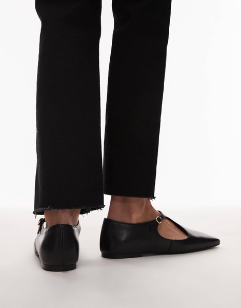 ARKET leather T-bar ballet flats in black