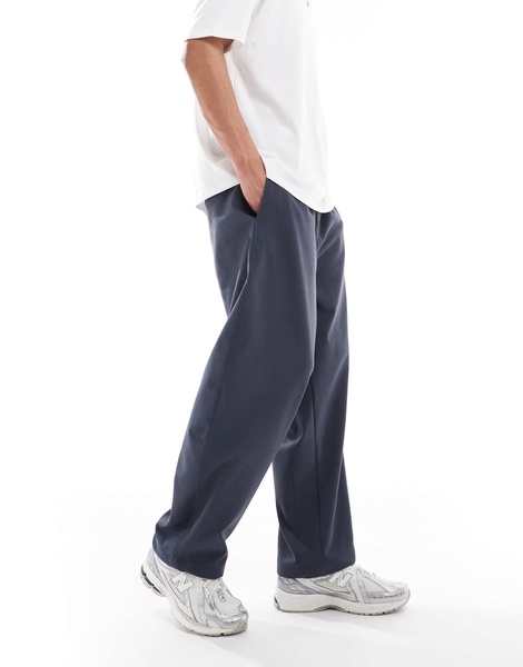Bershka relaxed tailored pants in dark blue
