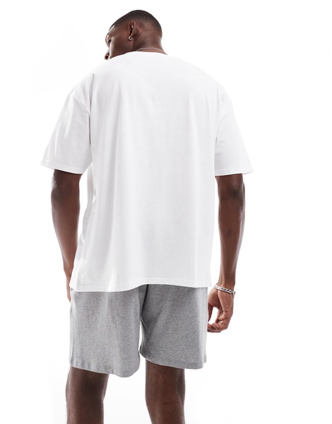 ASOS DESIGN pajama set with lifestyle goals slogan in white