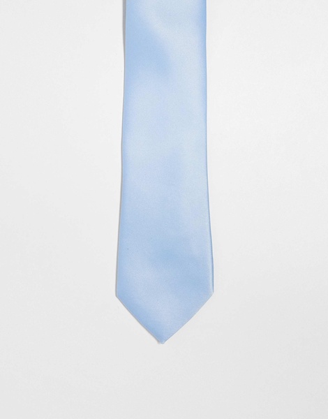 ASOS DESIGN plain satin tie in blue