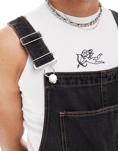 ASOS DESIGN denim overalls in black