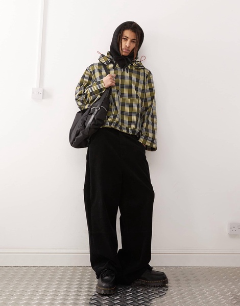 COLLUSION overhead checked jacket in yellow