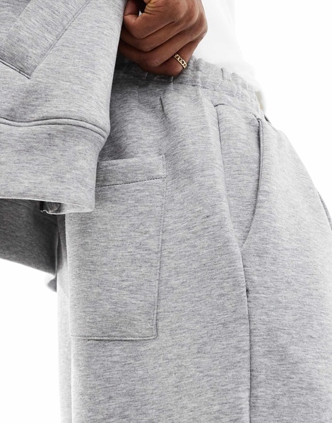 Bershka premium wide leg sweatpants in gray - part of a set