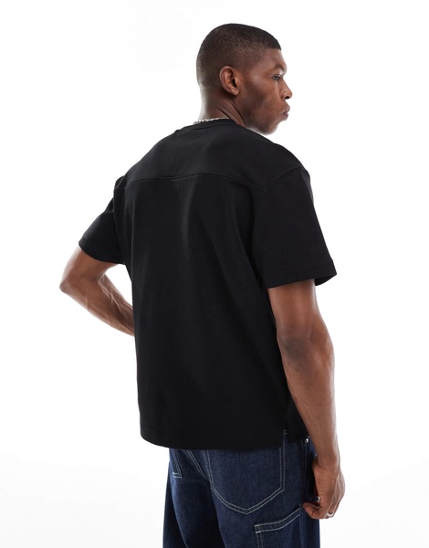 Bershka heavyweight oversized T-shirt in black