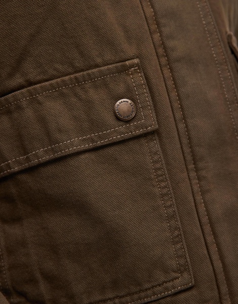 Mango wax collared jacket in green