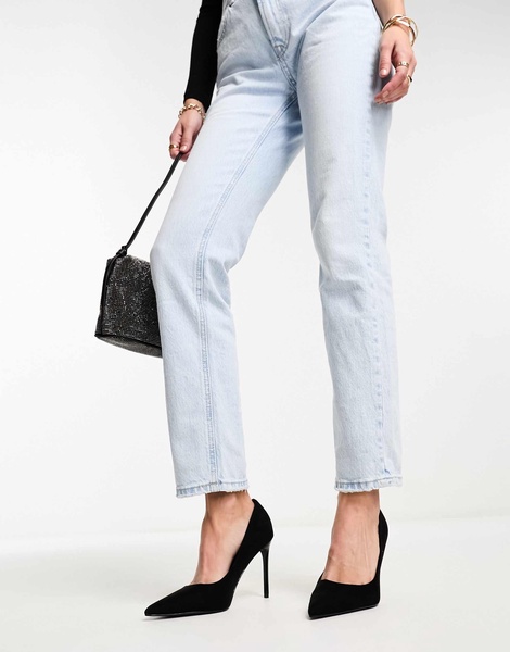 ASOS DESIGN Paphos pointed high heeled pumps in black suedette