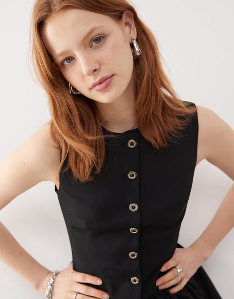 Amy Lynn vest mini puffball dress in black