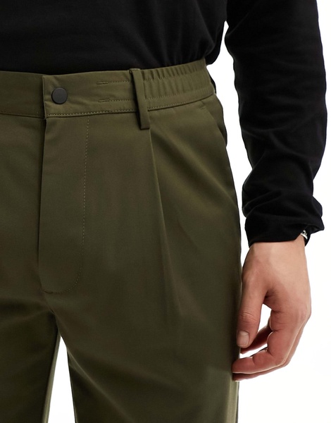 Bershka wide leg tailored pants in khaki exclusive to ASOS