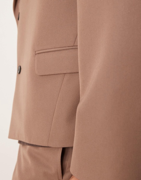 ASOS DESIGN oversized cropped suit jacket in brown
