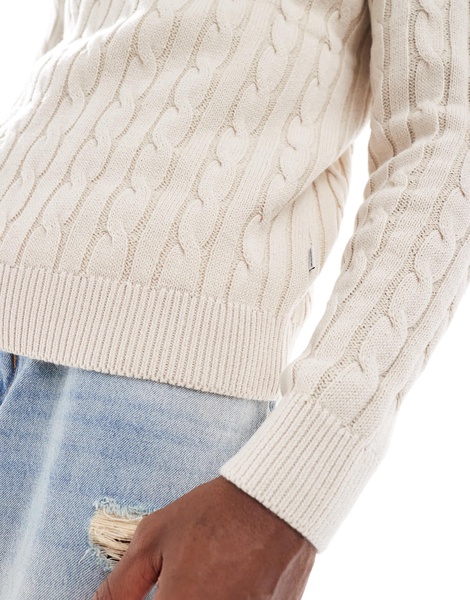 Jack & Jones chunky cable knit sweater in cream