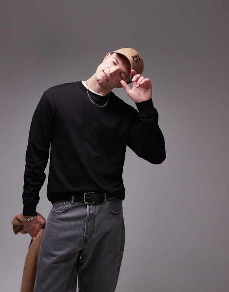 ARKET cotton jersey oversized long sleeve t-shirt in black