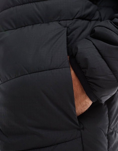 Jack & Jones packable padded jacket with standing collar in black