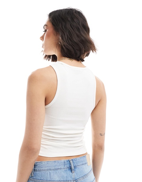Bershka ruched sides tank top in white
