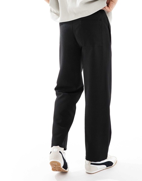 Bershka wide leg tailored pants in black