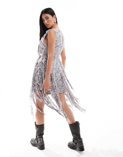ASOS DESIGN ruffle hem mini dress in leopard print