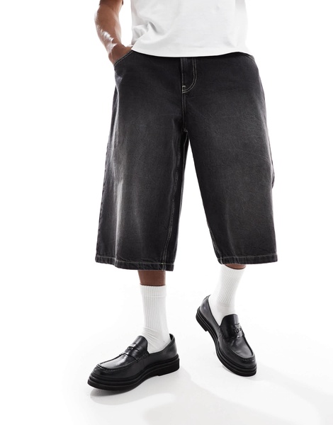 Bershka super baggy jorts in black