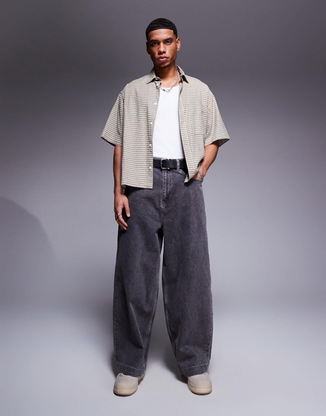 ASOS DESIGN oversized baggy fit jeans in washed gray