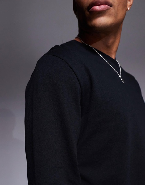 ASOS DESIGN heavyweight long sleeve V-neck T-shirt in black